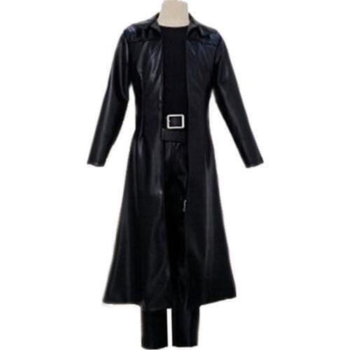 2018 Matrix Neo Cosplay Costume Black Trench Coat Full Set Custom Made PU Leather