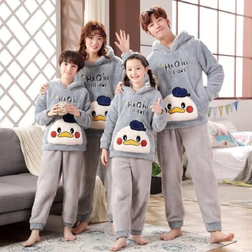 Winter 2020 Family Matching Pikaqiu Pajamas Fur Thicken Mommy and Me Bear Clothes Mother Father and Daughter Son Clothes