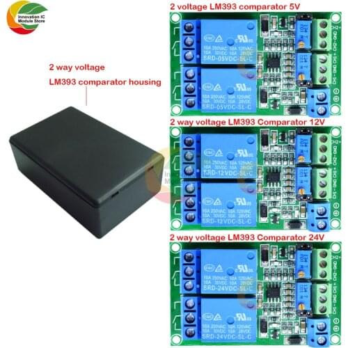 Ziqqucu LM393 DC 5V 12V 24V 2 Channel 2CH Voltage Comparator Stable Module 2 Voltage Comparison Board Module