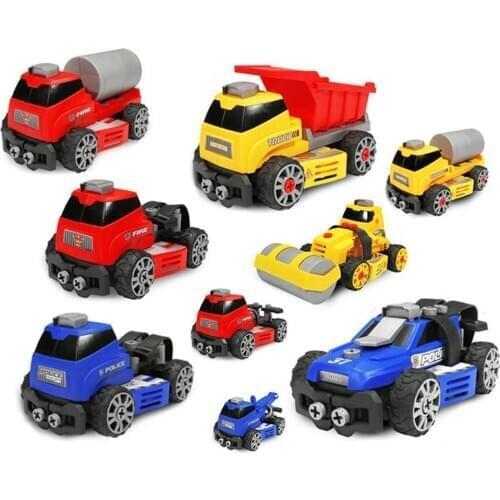 5/6/7Pcs Kids Assembled Toy Car DIY Police Firefighting Engineering Vehicle