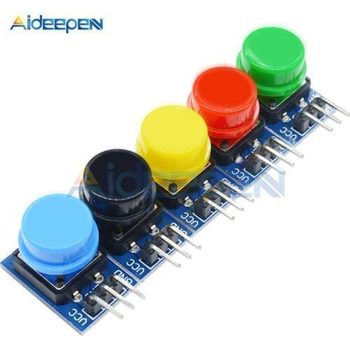5Pcs 12X12MM Big Key Module Big Button Module Light Touch Switch Module With Hat High Level Output For Arduino Raspberry Pi 3