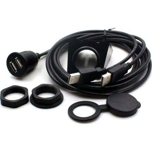 5PCS X DUAL USB 2.0 EXTENSION PANEL FLUSH MOUNT CABLE 2M FOR CAR BOAT