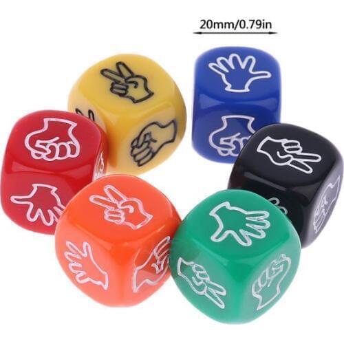 6 Pcs/set Funny Drinking Game Dice Rock Paper Scissors Finger-guessing Gambling Game Toys 6-Side 20mm