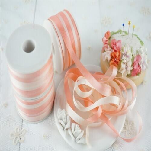 7mm silk ribbon variegated AY-D006 soft 100% pure silk embroidery ribbon thin taffeta high quality silk ribbon Handcraft