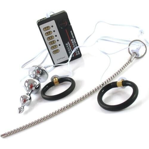 Anal Plug Cock Ring Urethral Catheter Enhancement Enlarger Rings Delay Time Ring Electric Muscle Stimulator For Couples Toys Kit