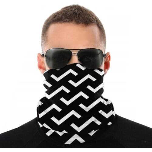 Black White S Shape Magic Scarf Half Face Mask Unisex Fashion Tube Mask Tubular Bandana Polyester Headwear Outdoor Camping
