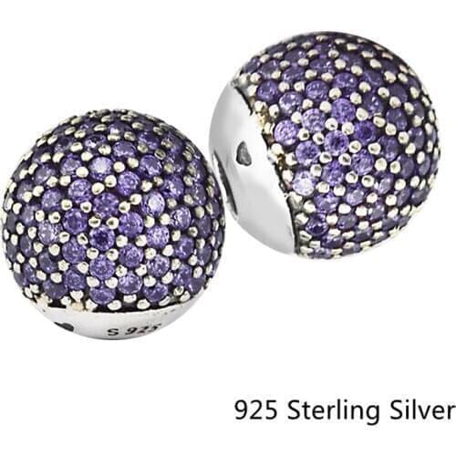 CKK 925 Sterling Silver Pave Open Bangle Caps, Fancy Purple Charms Beads Jewelry Making Fits For Bracelets
