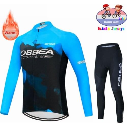 2021 Kids Winter Thermal Fleece Cycling Jersey Set Boys Jersey Suit Sport Riding Bike MTB Children Cycling Clothing Long Pant