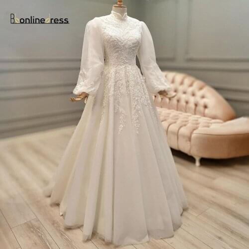 Bbonlinedress Ivory Moroccan Caftan Fluffy Sleeve Evening Formal Dresses Embroidery Appliques Long Dress Arabic Muslim Promress