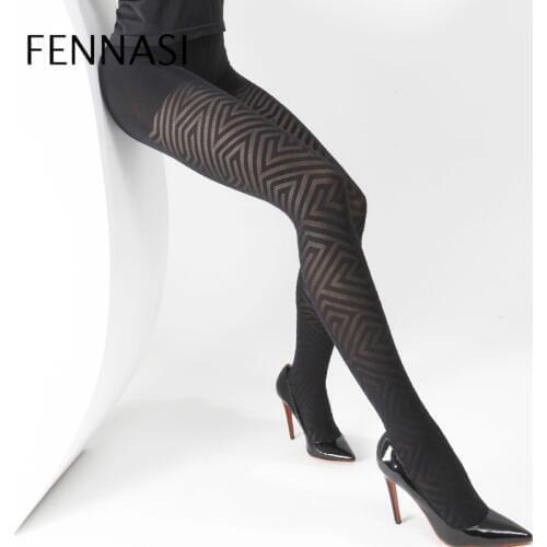 FENNASI Womens Fantasy Tights Mesh Striped Silk Stockings Thin Lady Vintage Faux Tattoo Stockings Pantyhose Female Hosiery