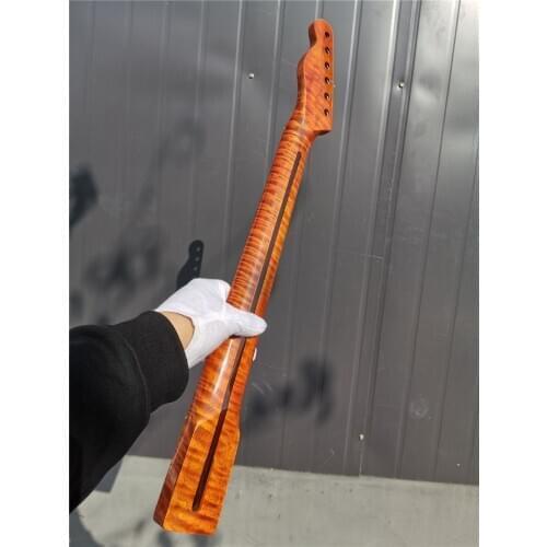 #26 New one 21 fret One Good Unfinished electric guitar neck flam tiger maple made and maple fingerboard