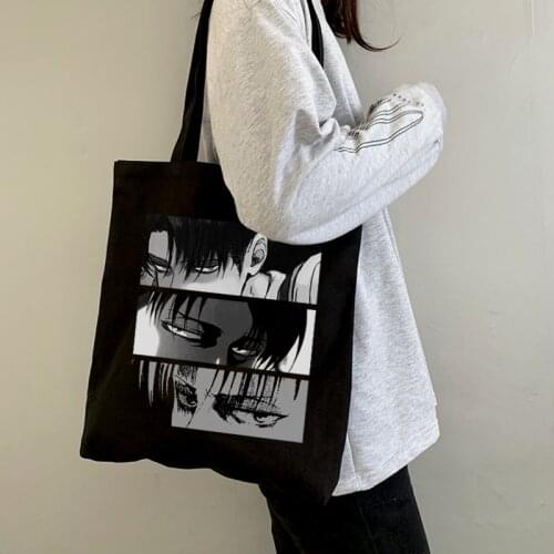 Titans Attack Japanese anime canvas bag large capacity Harajuku female fashion shoulder bag Ulzzang cartoon women shopper bags