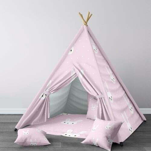 Play Tent for Kids Wigwam Portable Indoor Playground Tents Children Bedrooms Pink Rabbits Model 200
