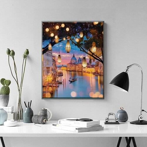 Night Scene Diamond Painting DIY 5D Cross Stitch Full Square/Round Diamond Embroidery Mosaic Home Decoration