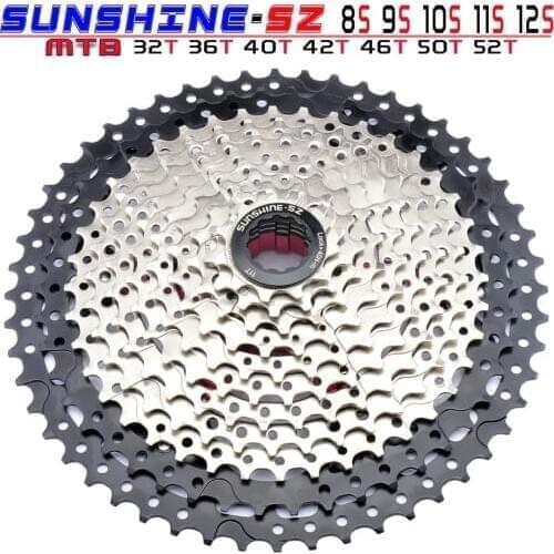 MTB 8 9 10 11 12 Speed Cassette Wide Ratio Freewheel Mountain Bike Sprocket 11-32/36/40/42/46/50/52T Compatible with Shimano