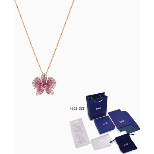 2020 Fashion SWA New Orchid Pendant Necklace Rose Gold Charming and Elegant Like Orchid Decoration Female Popular Jewelry Gift