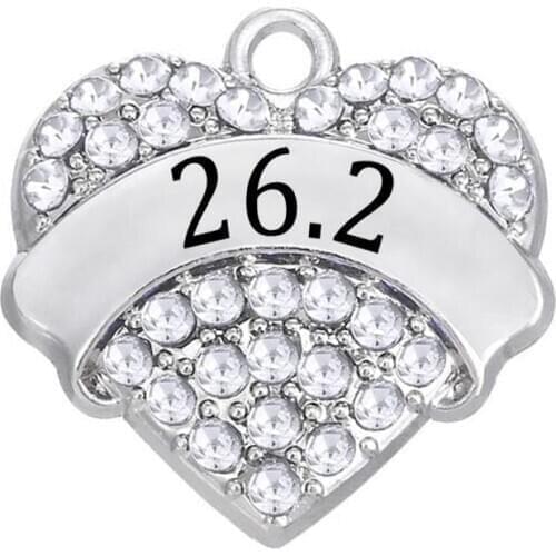 Wholesale Diy Jewelry Accessories Crystal Hearts 26.2 Sign Full Marathon Charm