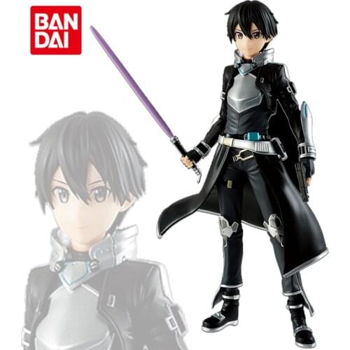 Bandai Genuine Sword Art Online Kirigaya Kazuto Anime Action Figure Collection Model Ornaments Gifts Toys for Boys Girls Kids