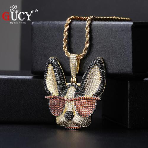 GUCY Animal Necklace & Pendant Iced Out Tennis Chain Gold AAA Cubic Zircon Mens Women Hip Hop Rock Jewelry