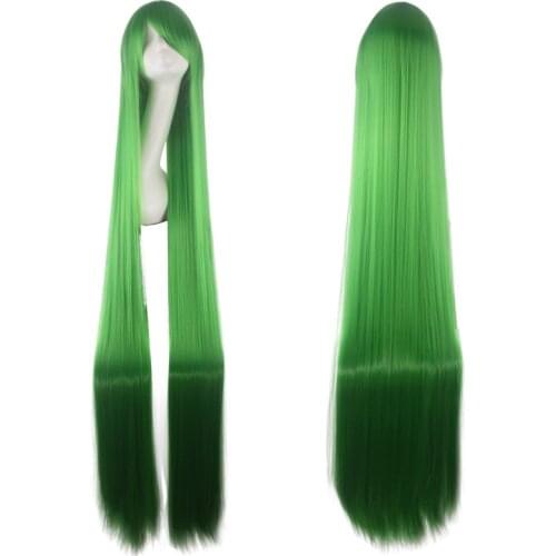 150CM 59'' green Long Straight Wig with bangs women Synthetic Hair Heat Resistant Fiber Halloween party Carnival cosplay Wigs