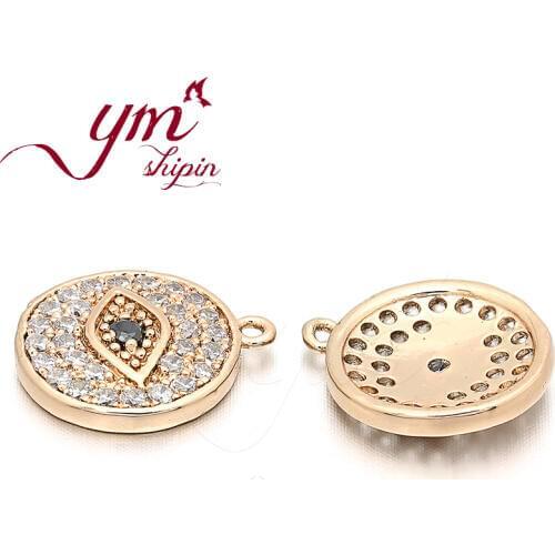 12mm*14mm Hand made Devils Eye Cubic Zirconia Charms Round diy Jewelry Making Necklace Bracelet Connector Findings Model:LVD39