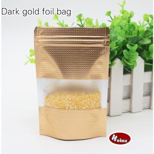Dusty gold foil self-styled stand bag/Food grade material/Food packaging store/ Ornaments bags. Spot 100/ package