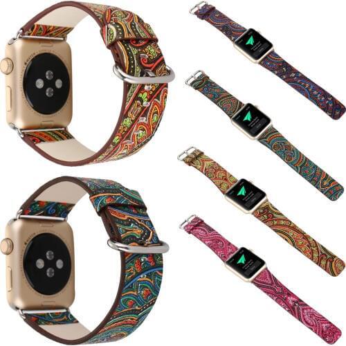Bohemia Style Watch Strap for Apple Watch Band 38mm 42mm Leather Wristband for iWatch Series 1/2/3 Replacement Bracelet Belt