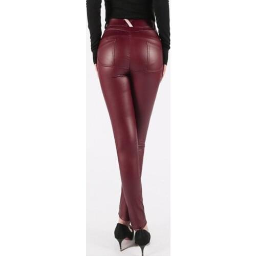 S-6XL Push Up Hip Shaping Leggings Punk Elastic PU Leather High Waist Pants Girls Sexy Skinny Pencil Trouser For Women Plus Size