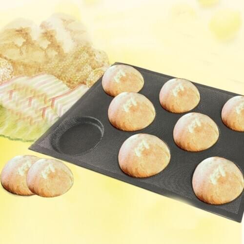 SHENHONG Hamburger Baking Moulds Bread Molds Perforated Glass Fiber-Silicone Round Bun Form Bakeware Non Stick Kitchen Tools