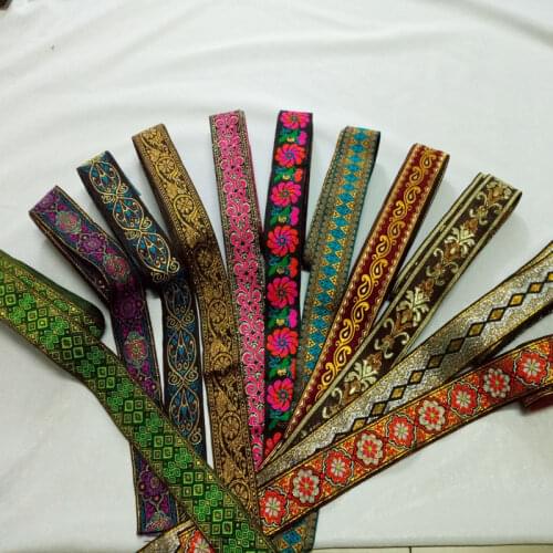 Jacquard Ribbon Woven Cord Belt 33mm Wide 7 Yard Dog Webbing DIY Trim Many Styles