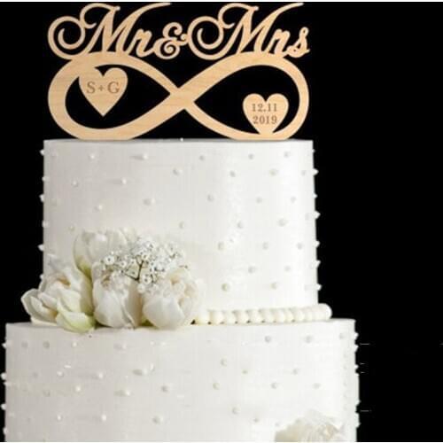 Cake Decorating Toppers Custom Couples Names Dates Mr and Mrs Wedding cake topper Decor Birthday Party Supplies Topper For Cake