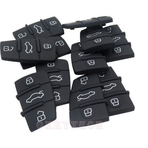 Best Good 50pcs/lot 3 Button Replacement Pad Rubber Remote Key Fob For Audi A3 A4 A5 A6 A8 Q5 Q7 TT S RS key pad Free Shipping