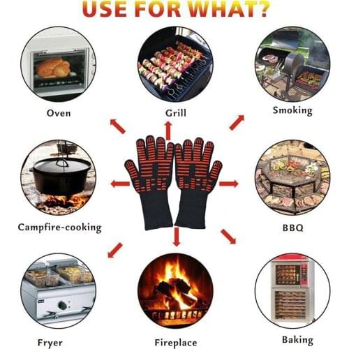 1 Pair Heat Resistant Hand Protection Kitchen Barbecue Microwave Oven Gloves for Camping