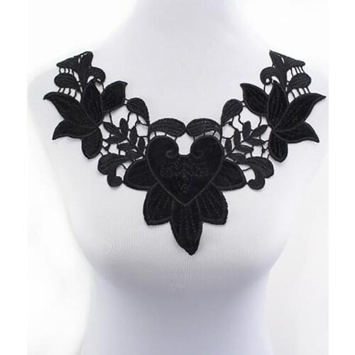 1pc Big Embroidered Lace Collar Neckline Flower Boutonniere Collar DIY Sewing Crafts Lace Applique Hollowed Collar For woman