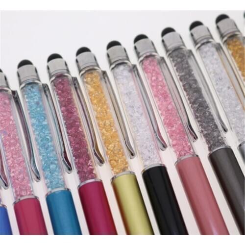 1pcs Stationery Crystal Pen Creative Fashion Metal Touch Ballpoint Pen for Writing Black Blue 1.0mm School Office Promotion Gift
