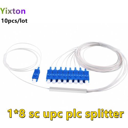 10pcs/lot SC UPC 1X8 FTTH Fiber Optic Splitter PLC Optical Splitter FBT Optical Coupler Singlemode Simplex Steel Pipe