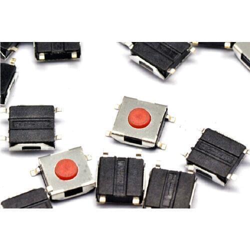 100pcs 6*6*2.5mm The patch 4pin Tactile Push Button Switch Red button Waterproof copper head cooker switch