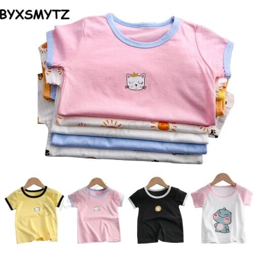 2021 Childrens Clothing Girl Short-Sleeved Cotton Clothes Baby Boy Cartoon T Shirts Summer New Tops Children T-Shirt Kids Tees