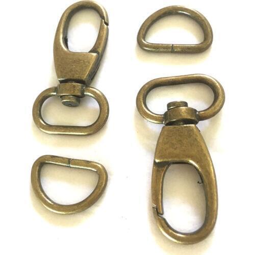 30 Sets 3/4 inch (20mm) , 1 inch (25mm) inside Lobster Swivel Clasps & D rings Old Gold Finish