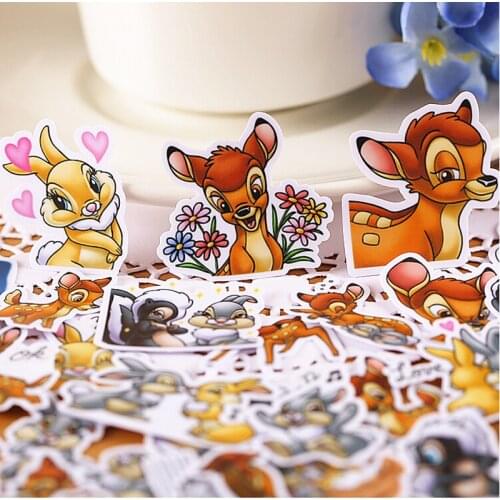 35pcs Disney Deer Bambi Anime Figure Creative Cute Stickers DIY Craft Photo Albums Luggage Notebook Guitar Waterproof Stickers