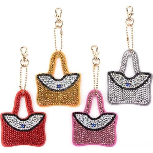 4pcs DIY Full Drill Special Shaped Diamond Painting Keychain Cross Stitch Women Bag Key Chain Pendant Jewelry Key Ring Gifts