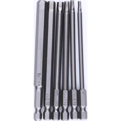 6pcs 100mm Multi-function Length 1/4 Inch Hex Shank Magnetic Hexagon Head Screwdriver Bit Set H2.5 H3 H4 H5 H6 H8 Drill 1 Tools