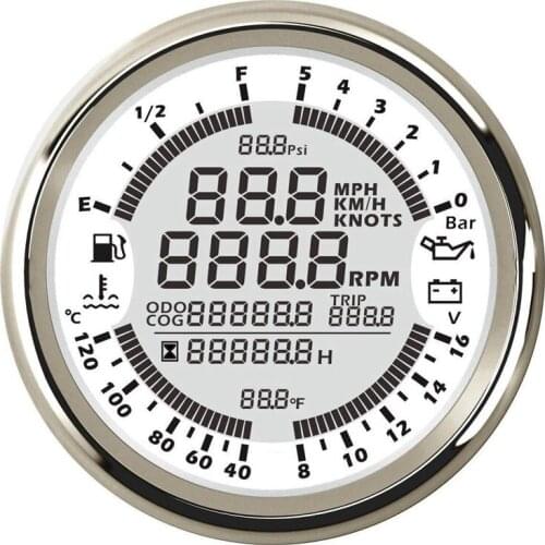 85mm 6 in 1 Multi-Functional Auto Gauges GPS Speedometer Tachometer Fuel Level Water Voltmeter Temp Oil Pressure 5Bar