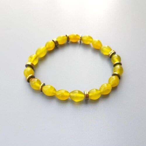 LiiJi Unique 7x10mm Lemon Jades Oval Beads Hematite Bracelet For Women Men Unisex Gift Drop shipping