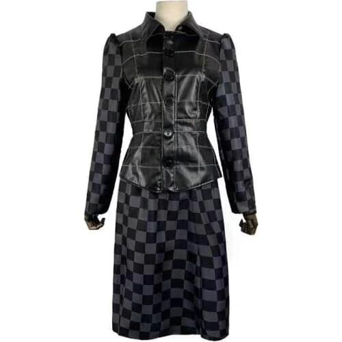 Black and white witch Kuila COS costume 101 loyal dog cosplay costume black leather skirt cosplay costume