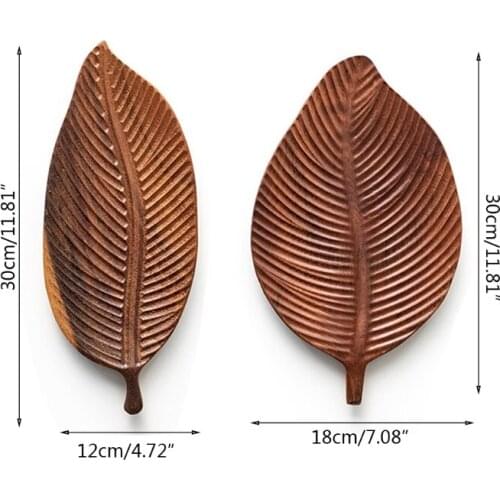 M17D Wooden Leaf Shape Refreshment Tray Fruit Tray Dessert Snack Plate Japanese Style Bread Wooden Plate Decorative Tableware