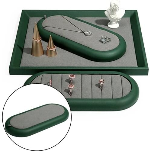 Precious Fashion PU Leather Jewelry Cufflinks Tray Display Storage Showcase Counter Top Organizer Accs