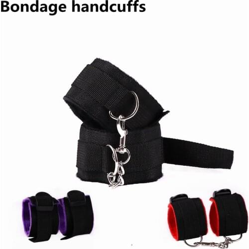 Erotic Accessory of Nylon Plush Bondage Handcuffs Rope Sex Toys with Metal Chain for Women Fetish Bracelet Bdsm Restraints Flirt