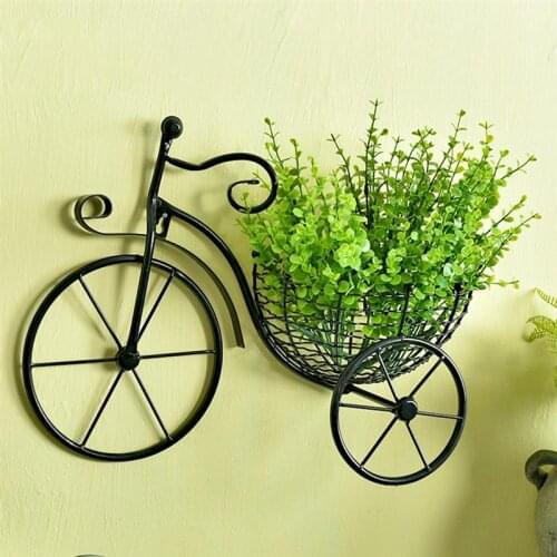 Metal Planter Wrought Iron Bicycle Wall Hanging Flower Basket Suspension Flower Arrangement Container Home Decor Art Decoration
