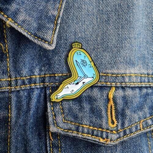 Cartoon Broken Clock Icon Lapel Denim Coat Hat Backpack Brooch Men And Women Children Fashion Badge Gift